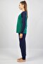Women's Green Uzunkol Crew Neck Top with Cuffed Legs and Sleeves - 6