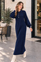 Collared Buttoned Knitwear Dress K3072 Navy Blue - 2