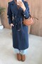 Mest Buckle Trench Coat Navy Blue - 2