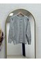 Dilnaz Floral Embroidered Gold Buttoned Knitwear Cardigan-Sy3346 Gray - 2