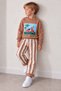 Boy's Scooter Printed Sweatshirt Striped Pants Top and Bottom Set - 4