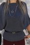 Anthracite Standard Size Bat Sleeve Belted Knitwear Sweater - 4