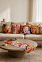 Earth Tones Boho Faces Double-Sided Printed Suede 5-Piece Lounge Set - 4 Throw Pillow Covers 43X43 cm + Runner 140X40 cm - 4