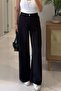 100% Cotton Black Elastic Waist Palazzo Pants (Without Belt) 4S1071 - 3
