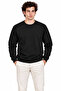 Men's Crew Neck 2 Thread Flat Long Sleeve Regular Fit Sweatshirt - Black - 3