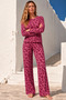 Women's Striped Cotton Long Sleeve Home Style Lilac Pajama Set - 5
