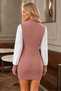 Women's Long Sleeve Sleeves Shirt Fabric Turtleneck Hair Braided Modern Cut Rib Detailed Stylish Casual Cinnamon Knitwear Mini Dress - 3