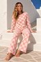Women's Striped Cotton Long Sleeve Home Style Pink Pajama Set - 6