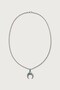 Unisex Crescent Figured Stone Steel Necklace Turquoise - 2