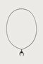 Unisex Crescent Figured Stone Steel Necklace Black - 2