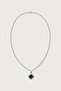 Unisex Square Natural Stone Steel Necklace Dark Brown - 2