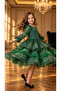 Girl's Lace Sequined Layered Tulle Evening Dress with Bow and Crown Accessory - 5