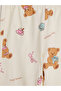 Vizyon New Season Beige Shirt Collar Printed Girls' Pajama Set - 8