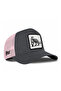 Anthracite-Pink Trucker Hat with Leopard Logo