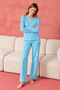 Women's Patterned Long Sleeve Comfortable Home Style Medium Green Pajama Set - 2