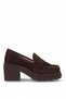 Elit Vvs2752S Women's Genuine Suede Leather Classic Heeled Shoes Brown - 2