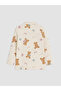 Vizyon New Season Beige Shirt Collar Printed Girls' Pajama Set - 4