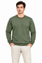 Men's 3-Piece Crew Neck Sweatshirt with Inner Ribbing, 2 Yarns, Plain Long Sleeves, Regular Fit - Khaki - Brown - 2