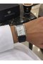 Men's Rectangular Silver-Tone Watch with Silver Dial and Black Strap - 2