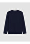 Ozmarka New Season Navy Blue Crew Neck Long Sleeve Men's Pajama Top - 2