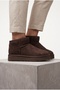 Super Ultra Mini Bitter Brown Suede Trendy Thick Sole Women's Boots with Fur Inside - 7