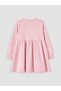 Ozmarka New Season Pink Crew Neck Printed Girl's Dress - 3