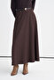 Buckle Belted Flared Brown Skirt 0233 - 3