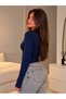 Women's Black Ribbed Slim Fit Long Sleeve Blouse - 3