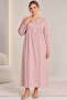 100% Cotton Long Sleeve Cuffed Sleeves Plus Size Polka Dot Women's Nightgown