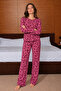 Women's Patterned Comfortable Lilac Top and Bottom Pajama Set - 5
