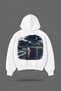 Oversize Night Ferry Front and Back Printed Hooded White Sweatshirt