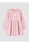Ozmarka New Season Pink Crew Neck Printed Girl's Dress