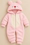 Baby Girl Jumpsuit Teddy Bear Hooded Plush Zippered Welsoft One-Piece Jumpsuit - 7