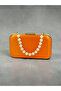Orange Satin Silver Metal Detailed Crystal Stone Embroidered Chain Strap Women's Evening Dress Bag Wedding Engagement Graduation - 6