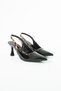 Women's Black Patent Leather Pointed Heeled Shoes - 6