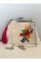 23X15 cm Size Wildflower Themed 100% Hand-Embroidered Linen Fabric Lightweight Vintage Bag - 3