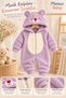 Baby Girl Jumpsuit Teddy Bear Hooded Plush Zippered Welsoft One-Piece Jumpsuit - 3