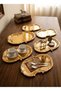 6-Piece Artnova - Silen Model Gold Color Stainless Steel 20X31 cm Coffee - Presentation - Decorative Tray - 2