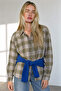 Khaki Ecru Plaid Oversized Lumberjack Shirt