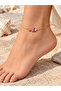 Adjustable Anklet with Pink Enamel Fish Figure