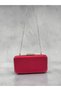 Burgundy Satin Silver Metal Detailed Crystal Stone Embroidered Chain Strap Women's Evening Dress Bag Wedding Engagement Graduation - 5