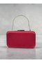 Burgundy Satin Silver Metal Detailed Crystal Stone Embroidered Chain Strap Women's Evening Dress Bag Wedding Engagement Graduation - 3