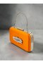 Orange Satin Silver Metal Detailed Crystal Stone Embroidered Chain Strap Women's Evening Dress Bag Wedding Engagement Graduation - 2
