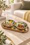 Mango Wood 3-Piece Snack Bowl Set with Enameled Inner Surface and Tray Presentation Set