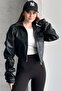 Corset Detail Crop Leather Jacket - 2
