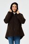 Women's Brown Italian Wool Hooded Zippered Scuba Fabric Oversize Slim Coat 40 - 46 Size - 6