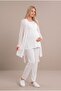 Women's Ecru Lace Maternity Pajama Set with Dressing Gown for Easy Breastfeeding - 6