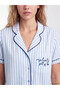Ozmarka New Season Blue Shirt Collar Striped Women's Pajama Set - 3