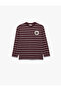 Cotton Printed Crew Neck Long Sleeve Striped T-Shirt - 3