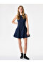 Cotton Embellished Mandarin Qipao Collar Sleeveless Mini Denim Dress - 3